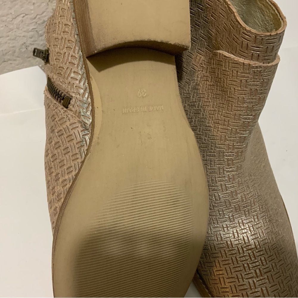 New Sundance leather ankle boots sz 39 Rose pale metallic Made in Spain - Picture 6 of 9